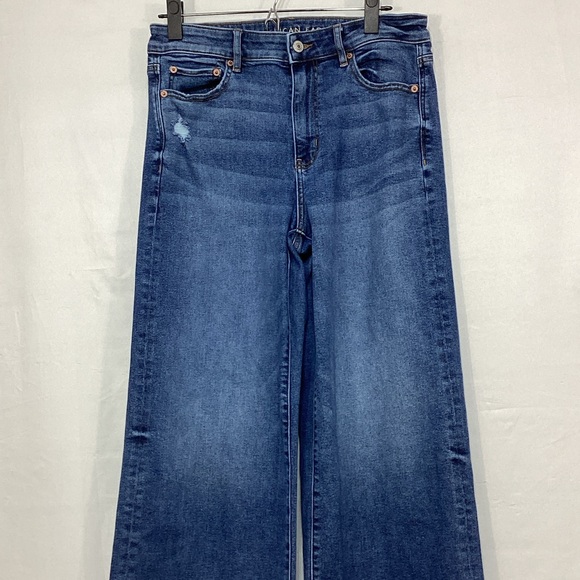 American Eagle Outfitters Blue wide leg distressed Jeans size 10 - Picture 4 of 16